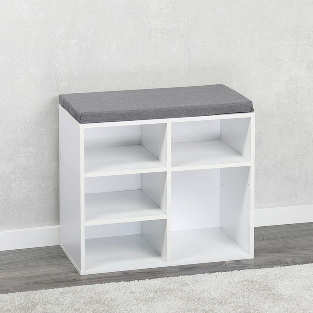 GARDEROBENBANK Grau/Weiß B: 51,5cm - Weiß/Grau, Basics, Holzwerkstoff/Textil (51,5/48/29,5cm) - Kesper