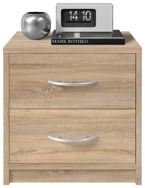 Nachtkästchen Pepe B: 38,5 cm Sonoma Eiche - Schwarz/Sonoma Eiche, Basics, Holzwerkstoff (38,5/39/28,2cm) - P & B