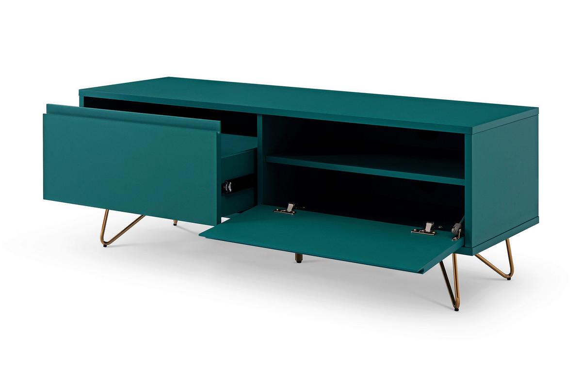 Lowboard Blau B: 120cm - Blau/Messingfarben, Design, Holzwerkstoff (120/45/40cm) - Livetastic