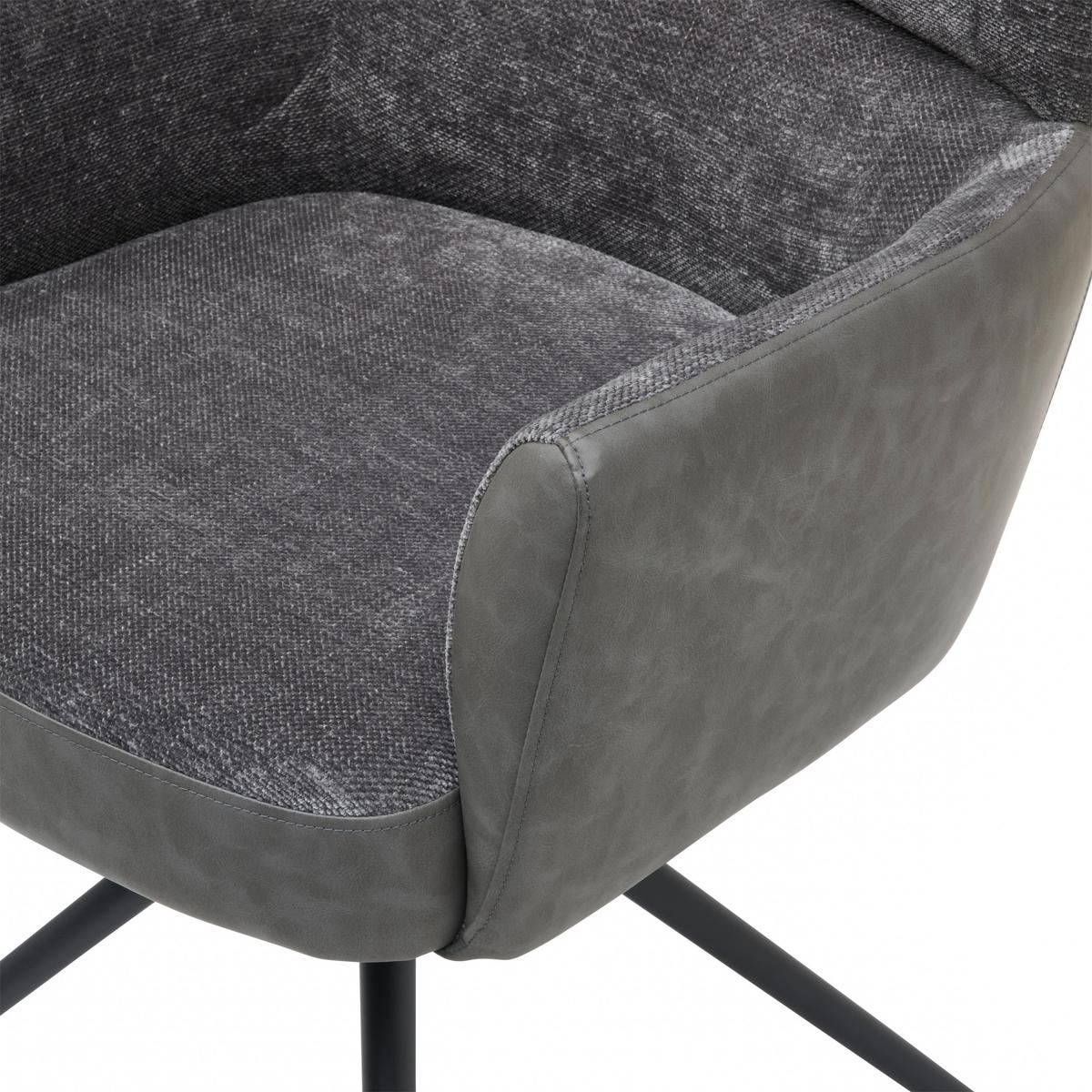 Armlehnstuhl Maja Webstoff Grau, B: 58 Cm - Schwarz/Grau, KONVENTIONELL, Textil/Metall (58/84/64cm) - MID.YOU