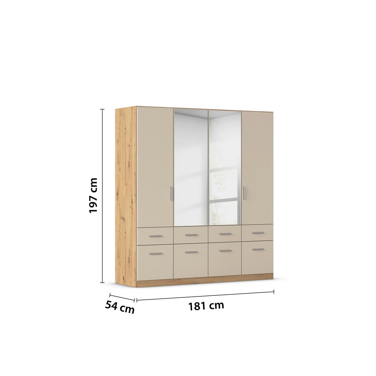 Kleiderschrank Celle Matt Champagner B: 181 cm - Champagner/Eiche Artisan, Trend, Holzwerkstoff (181/197/54cm)