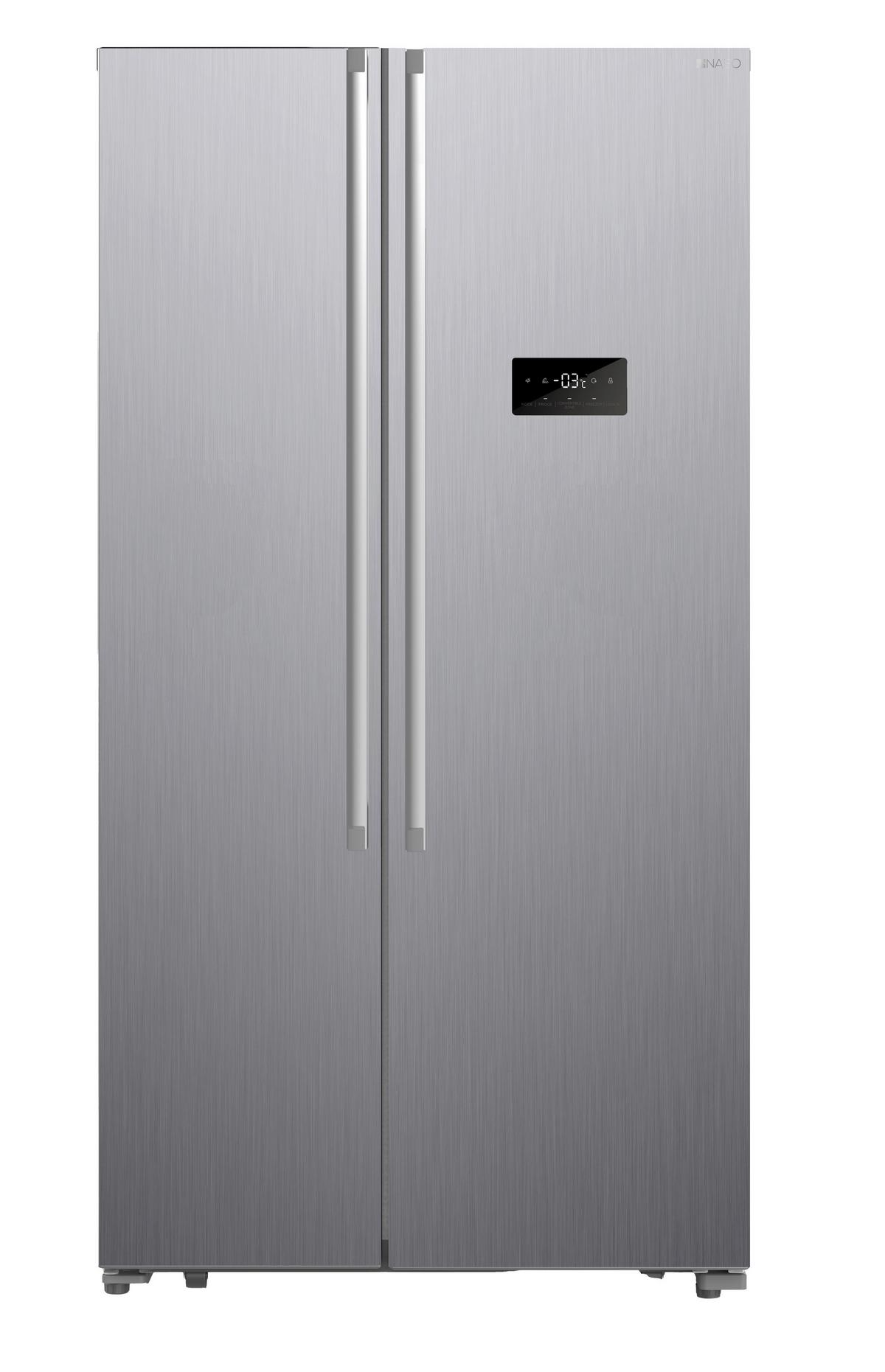Side-by-side Nabo Sbs 4362 Edelstahlfarben M. Led-Display - Edelstahlfarben, Basics, Glas/Kunststoff (90/177/59cm) - Nabo