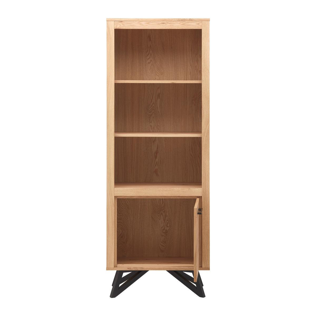 Vitrína EMILIO dub - čierna/farba duba, Modern, kov/drevo (65/175/40cm) - Bessagi Home
