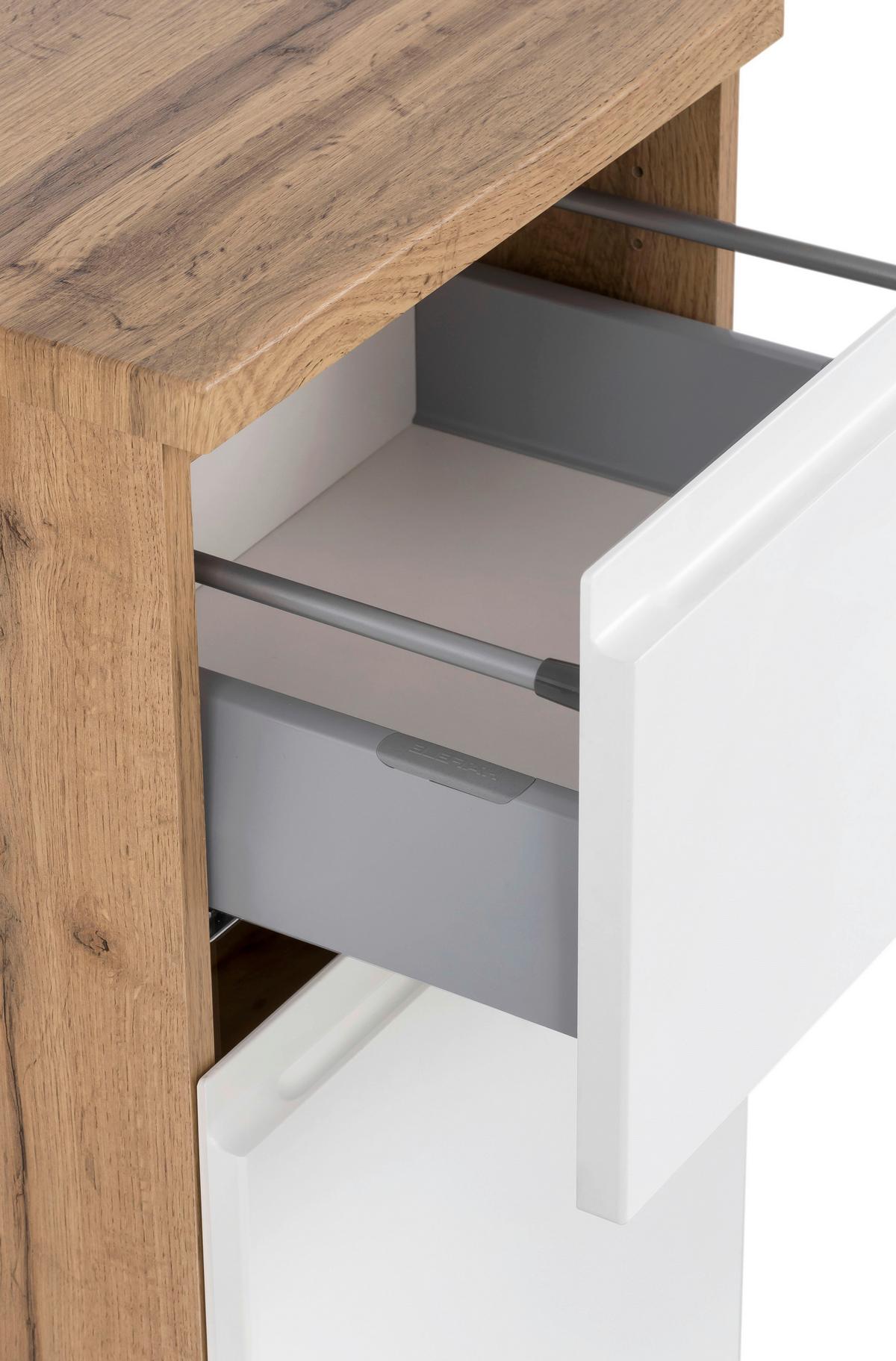 Badezimmer Unterschrank Varese Bxh 40x79 Cm Weiß/holz Dekor - Eiche Wotan/Weiß, MODERN, Holzwerkstoff (40/79/35cm) - Held