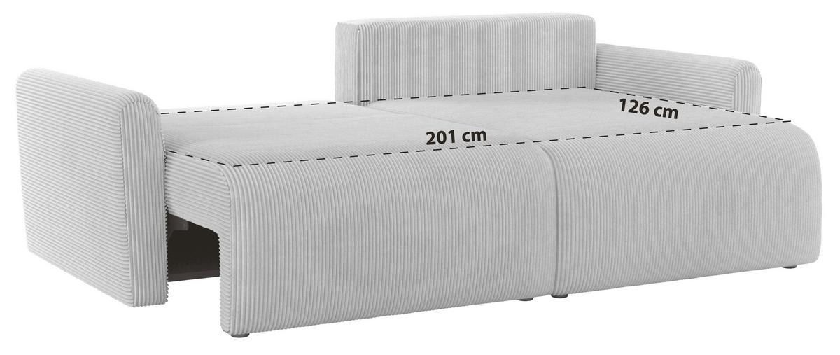 Ecksofa mit Schlaffunktion & Bettkasten Josh Beige Cord - Beige, Trend, Textil (229/146cm)