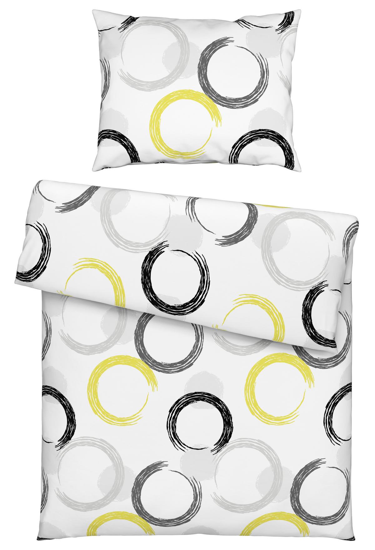 Ágyneműhuzat-garnitúra Charlene - sárga/fehér, Modern, textil - Luca Bessoni