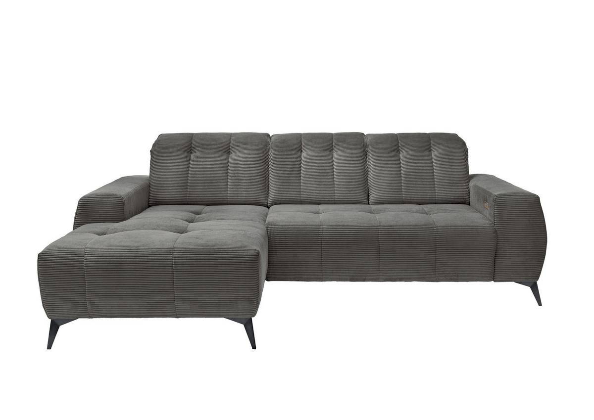 Ecksofa Mit Usb Anschluss Sano, Grau, S: 258x180 Cm - Schwarz/Grau, MODERN, Textil (258/180cm) - Livetastic