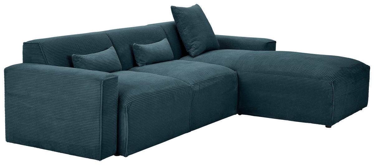 Ecksofa Pearl - Petrol/Schwarz, Design, Textil (303/196cm) - Livetastic