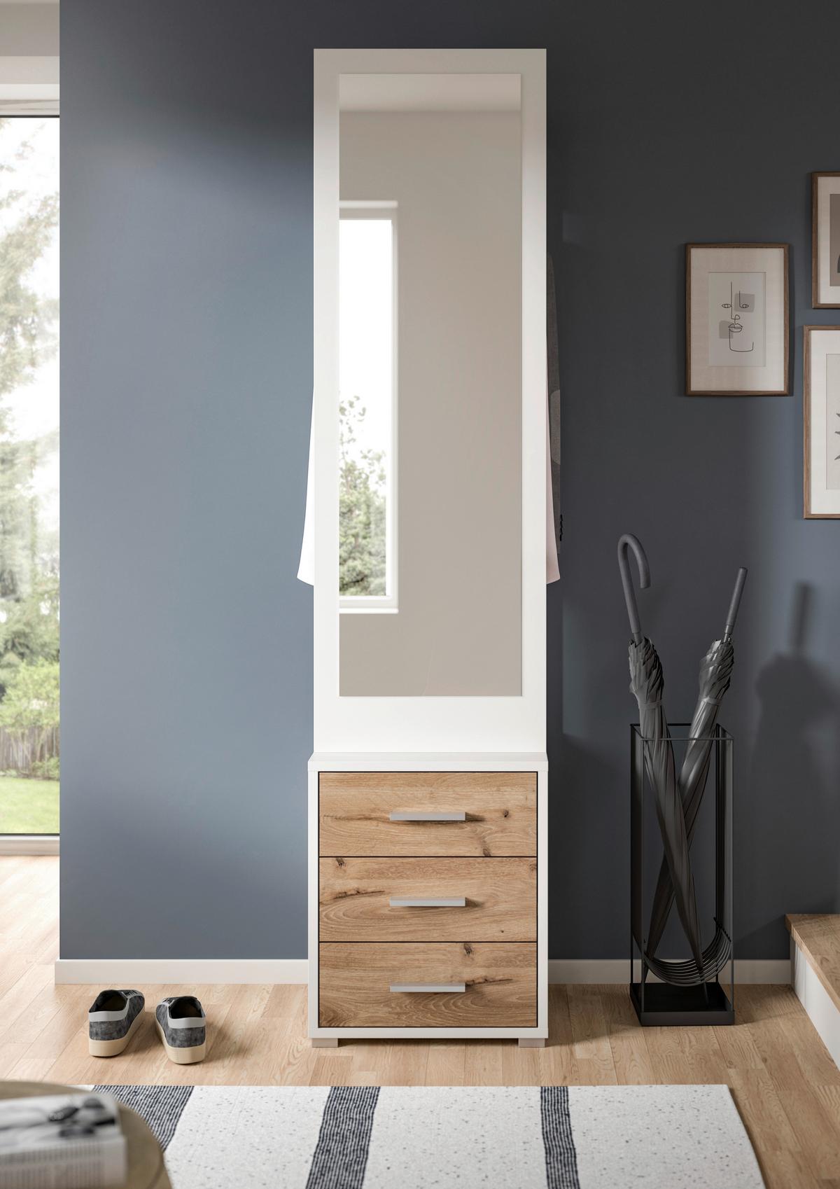 Garderobe Polo 2-teilig Eiche Dunkel/weiß B: 45 Cm - Eiche dunkel/Weiß, Design, Holzwerkstoff (45/190/38cm) - Livetastic