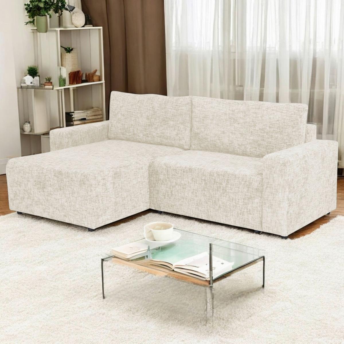 Ecksofa Dallas Struktur Beige 173x258 Cm - Beige/Schwarz, MODERN, Holz/Kunststoff (173/258cm)