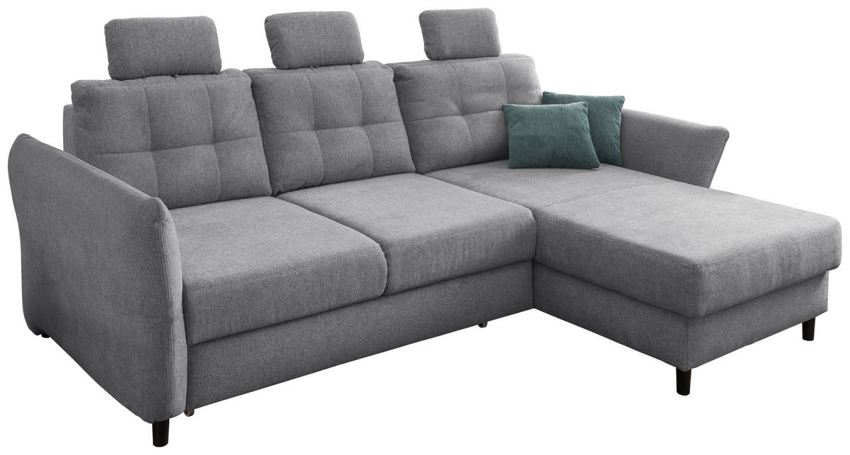 Ecksofa Brizzini Silberfarben S: 250-280/176 Cm - Mintgrau/Silberfarben, MODERN, Holz/Textil (250-280/176cm) - Livetastic
