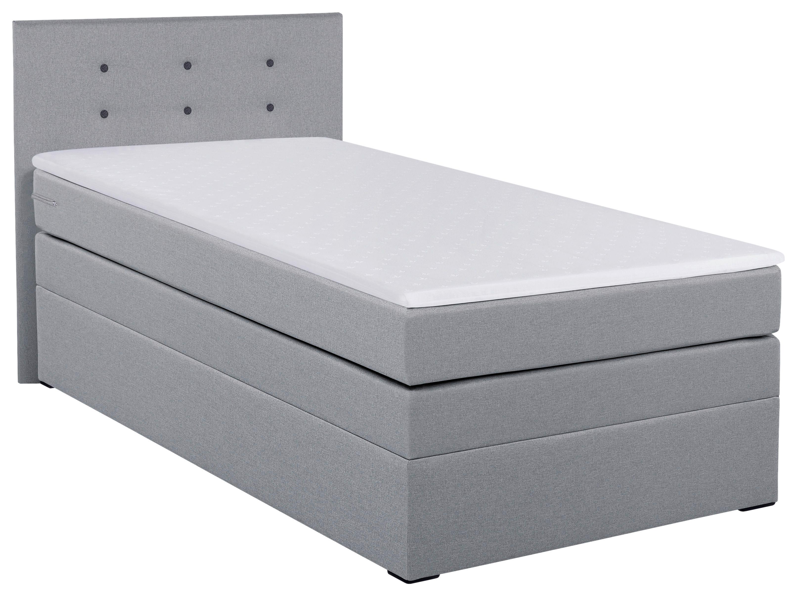 Boxspringbett Siam 2 90x200 Silber - Silberfarben/Schwarz, MODERN, Holzwerkstoff/Textil (90/200cm)
