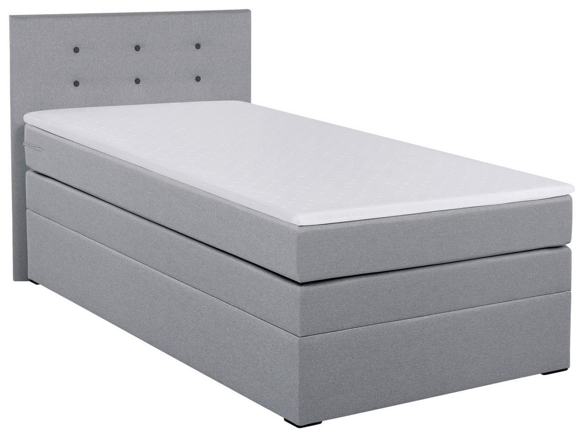 Boxspringbett Siam 2 90x200 Silber - Silberfarben/Schwarz, MODERN, Holzwerkstoff/Textil (90/200cm)