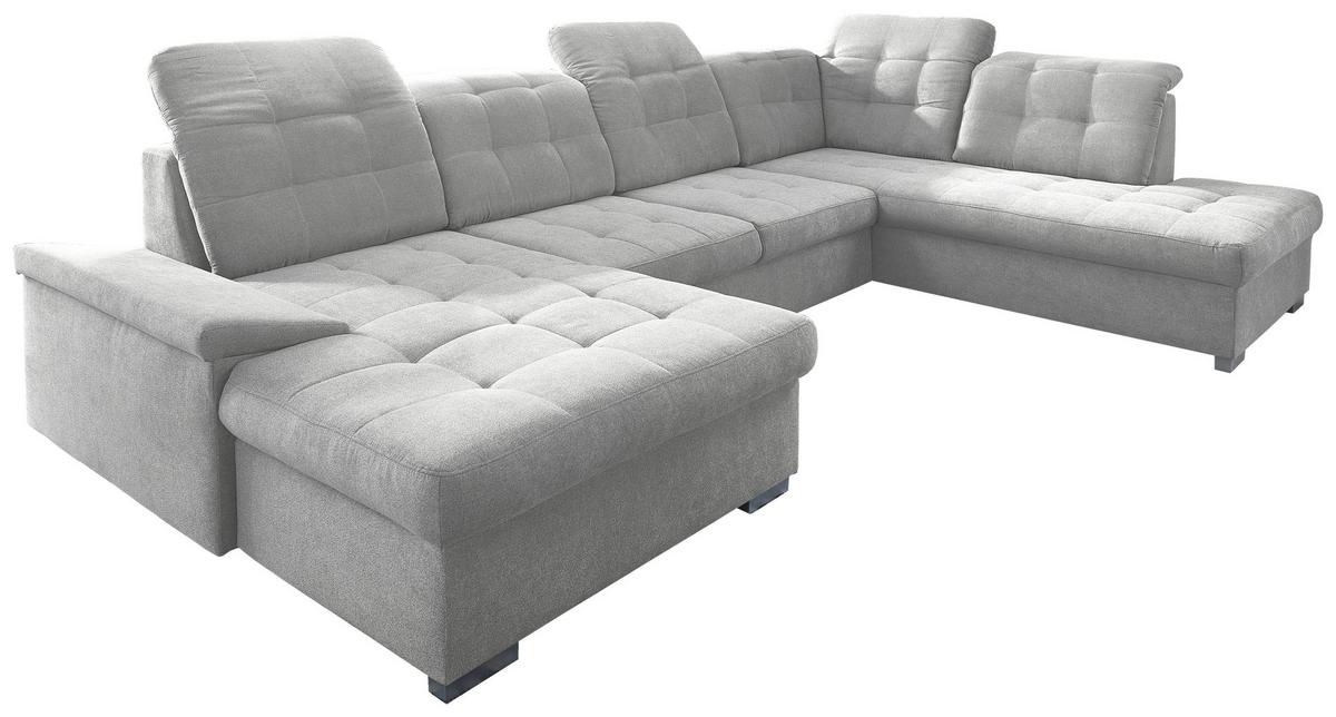 Wohnlandschaft Zira Mit Schlaffunktion Silberfarben - Chromfarben/Silberfarben, Design, Textil (169/330/212cm) - Livetastic