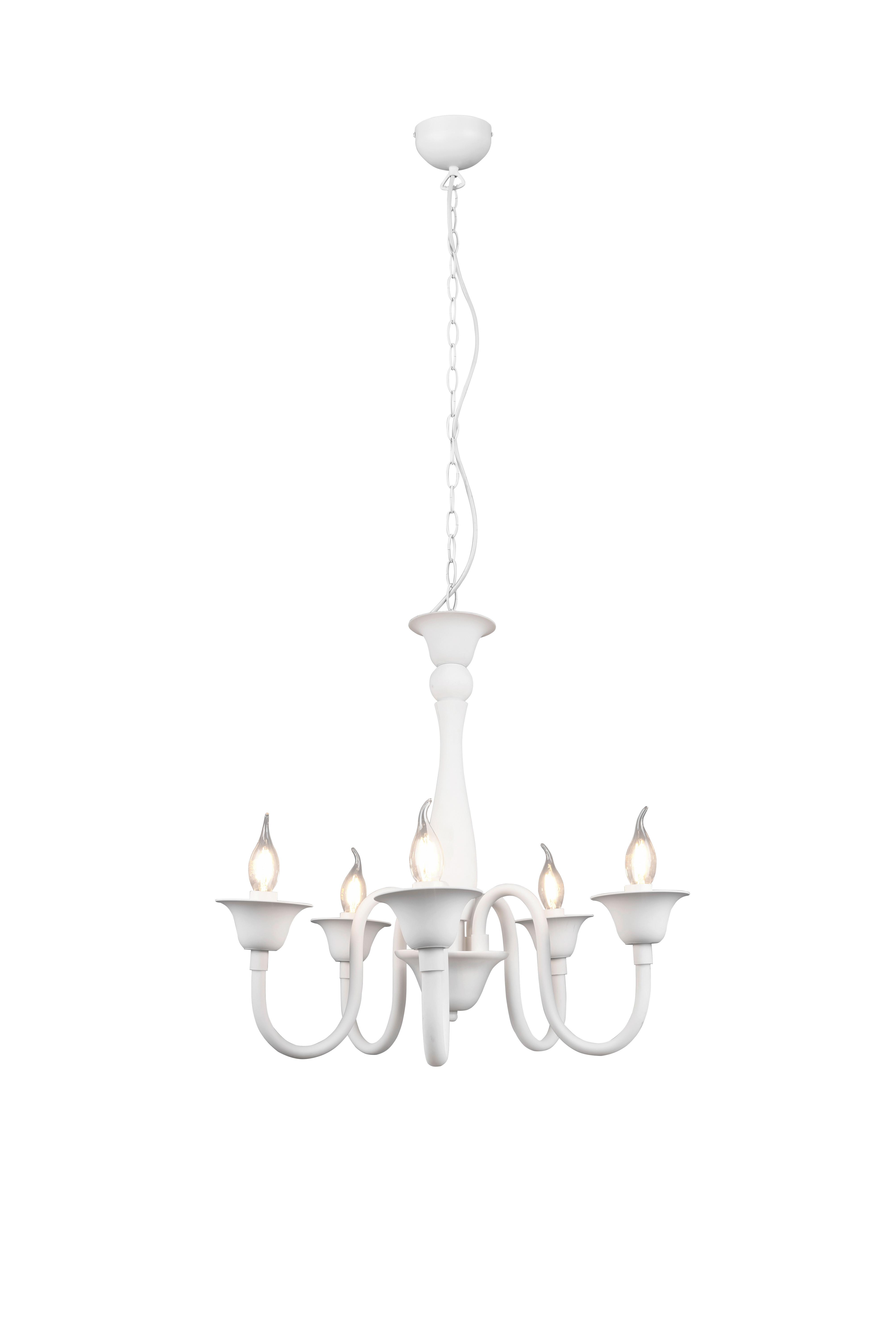 Kronleuchter Elsa 5xe14 Weiß Metall - ROMANTIK / LANDHAUS (56/150cm) - Trio Leuchten