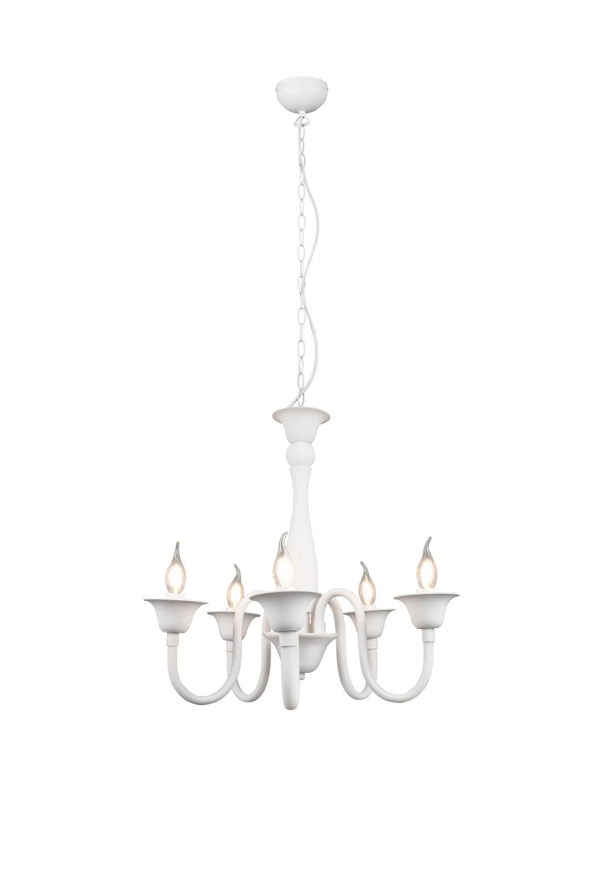 Kronleuchter Elsa 5xe14 Weiß Metall - ROMANTIK / LANDHAUS (56/150cm) - Trio Leuchten