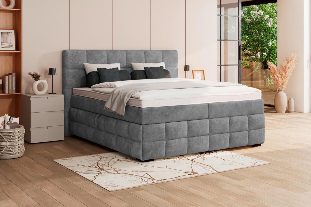 Čalouněná postel VEGA 180x200 cm, šedá - šedá/černá, Trend, dřevo/textil (180/200cm)