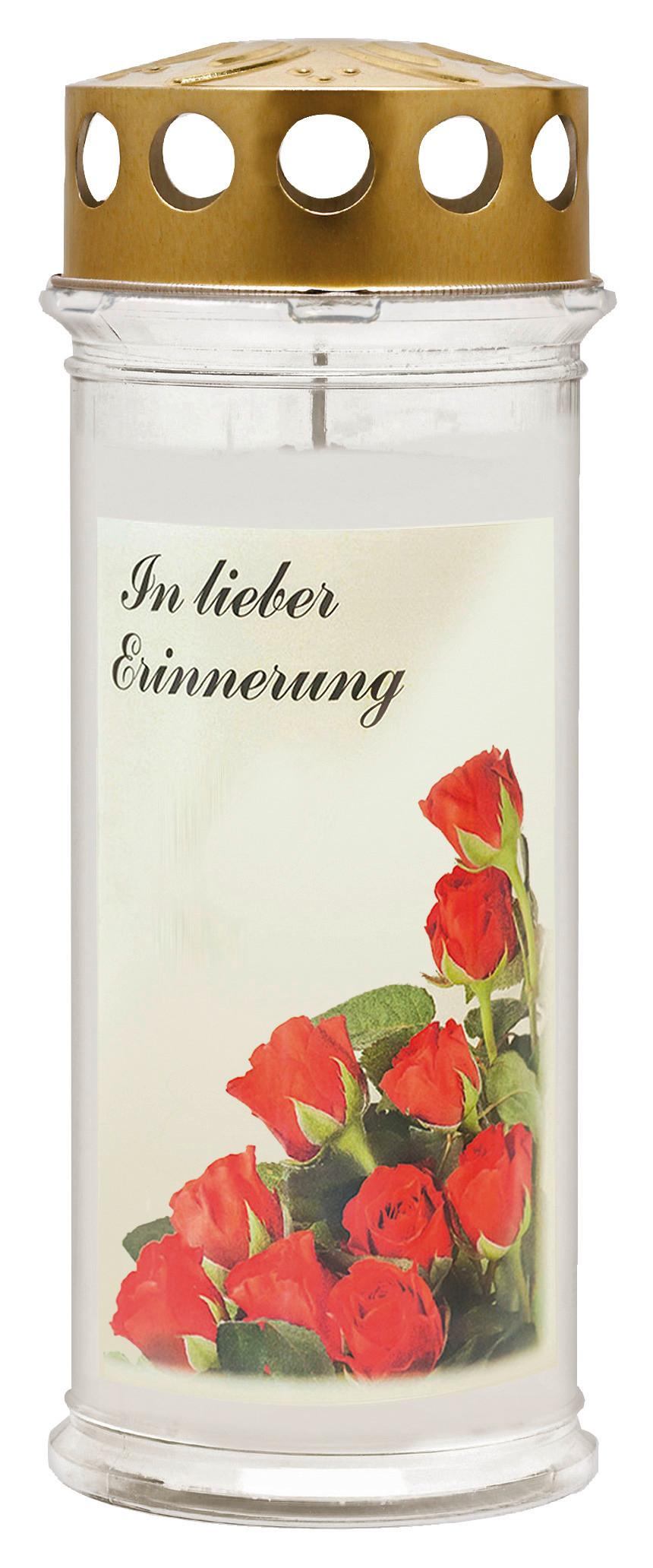 Grablicht Ambrosius Rose Ø/H: 7,5/21 cm - Weiß, Basics, Kunststoff (7,5/21cm)