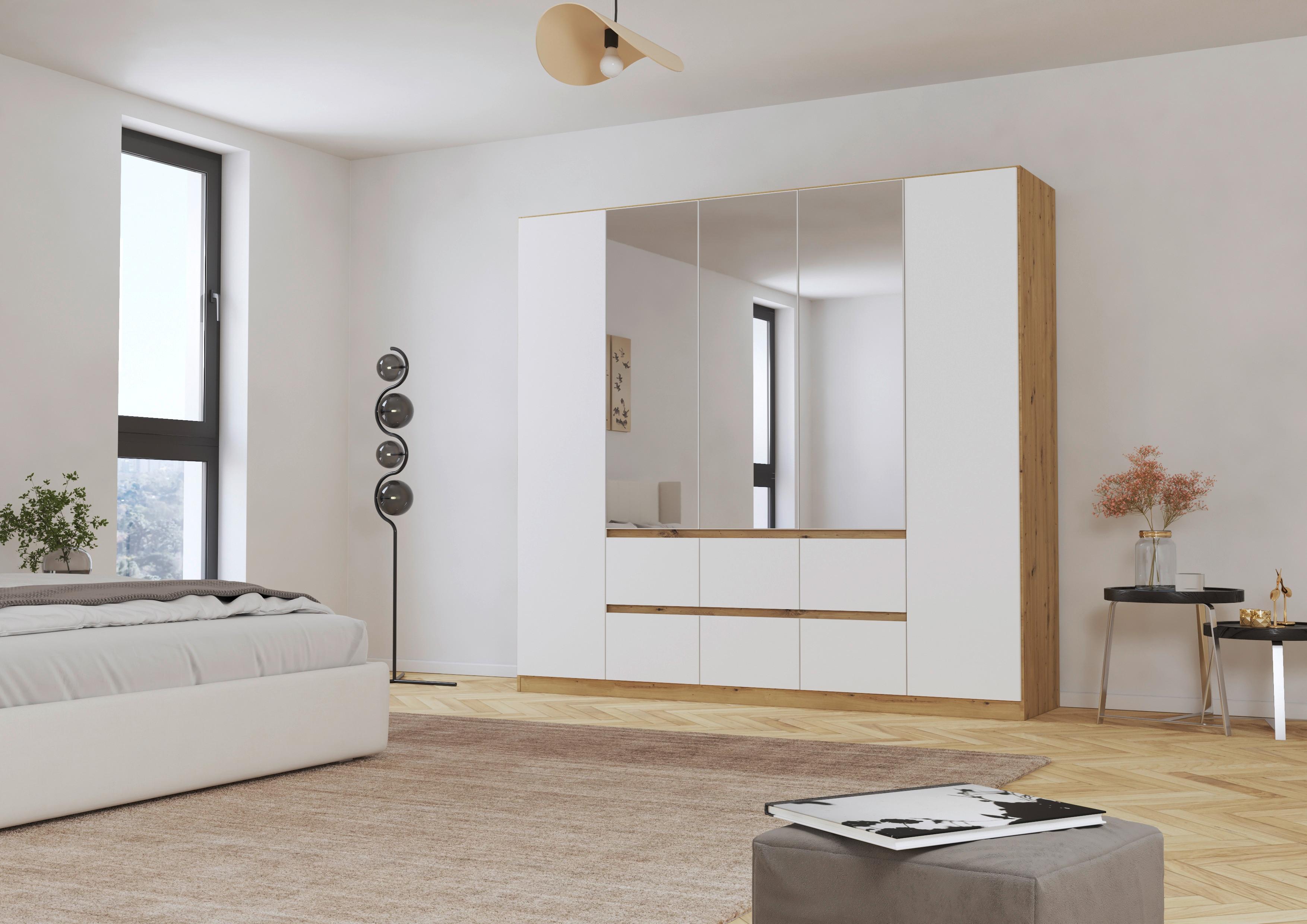 Drehtürenschrank Mainz - Silberfarben/Weiß, Basics, Holzwerkstoff (226/210/54cm) - Rauch Möbel