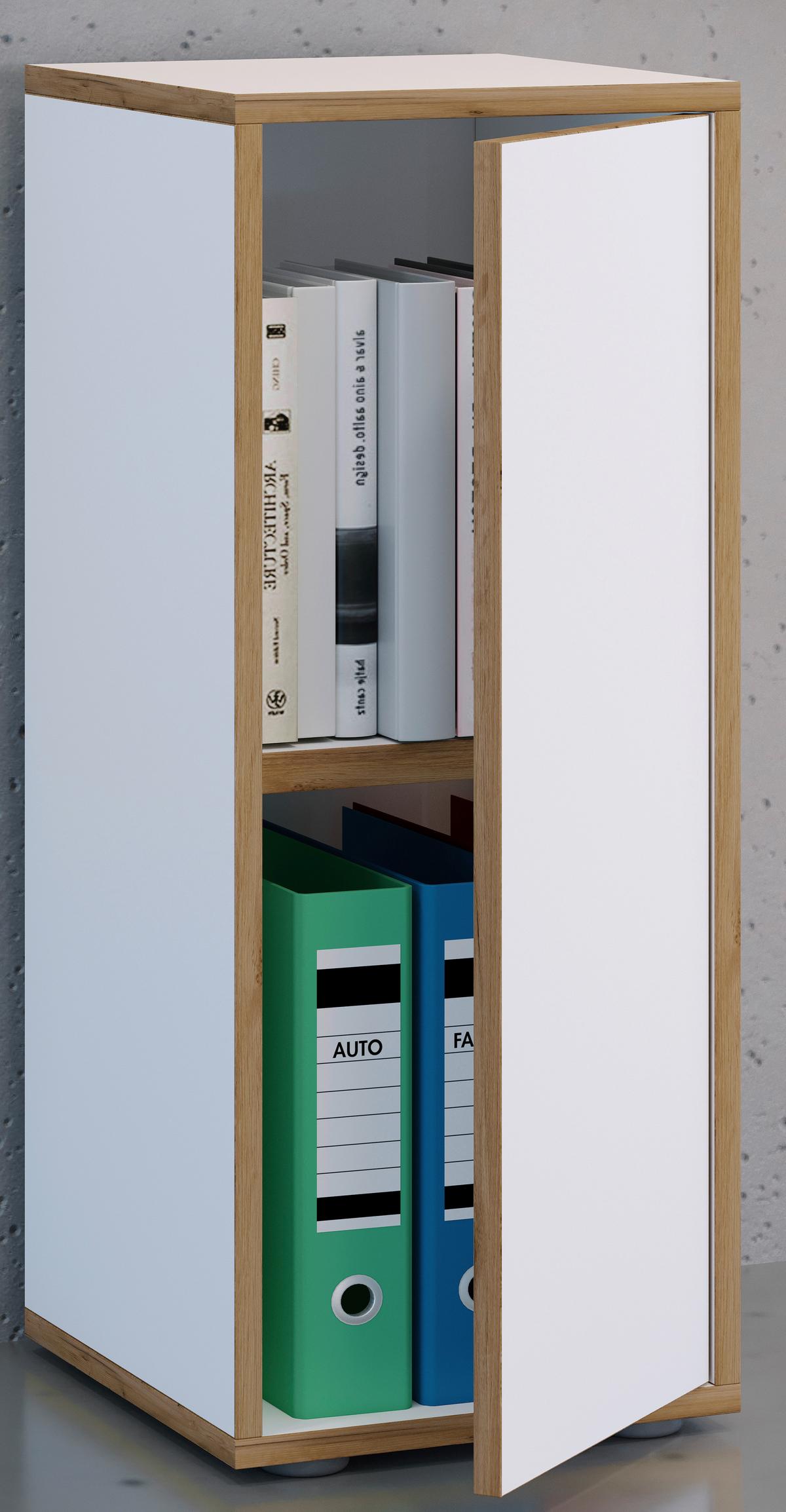 Aktenschrank Salia Weiß, Honigeiche B: 30 cm - Honigeiche/Weiß, Design, Holzwerkstoff (30/74/33cm) - MID.YOU