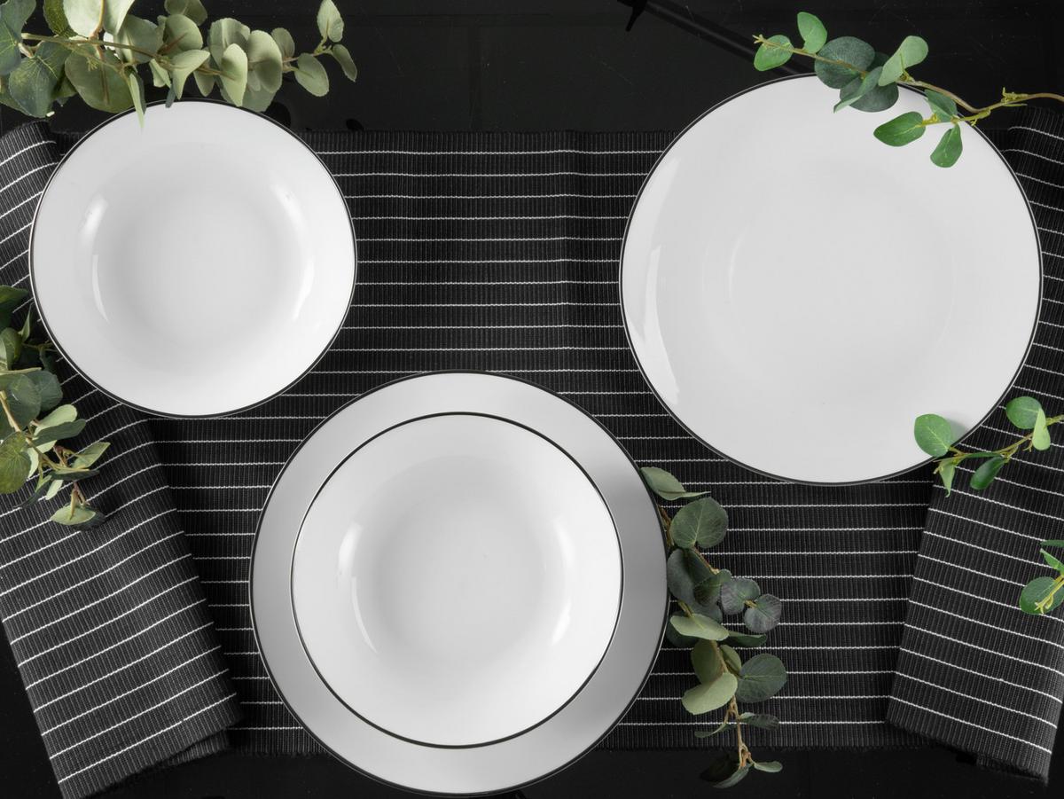 Jedálenský servis biela/čierna  12-dielna - čierna/biela, Basics, keramika (30,5/26/31cm) - Creatable