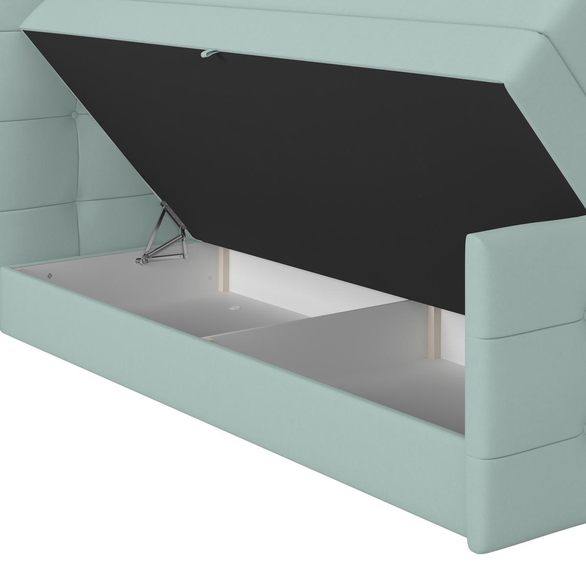 Boxspringbett Josie 160 - Jadegrün/Schwarz, MODERN, Holz/Holzwerkstoff (160/200cm)