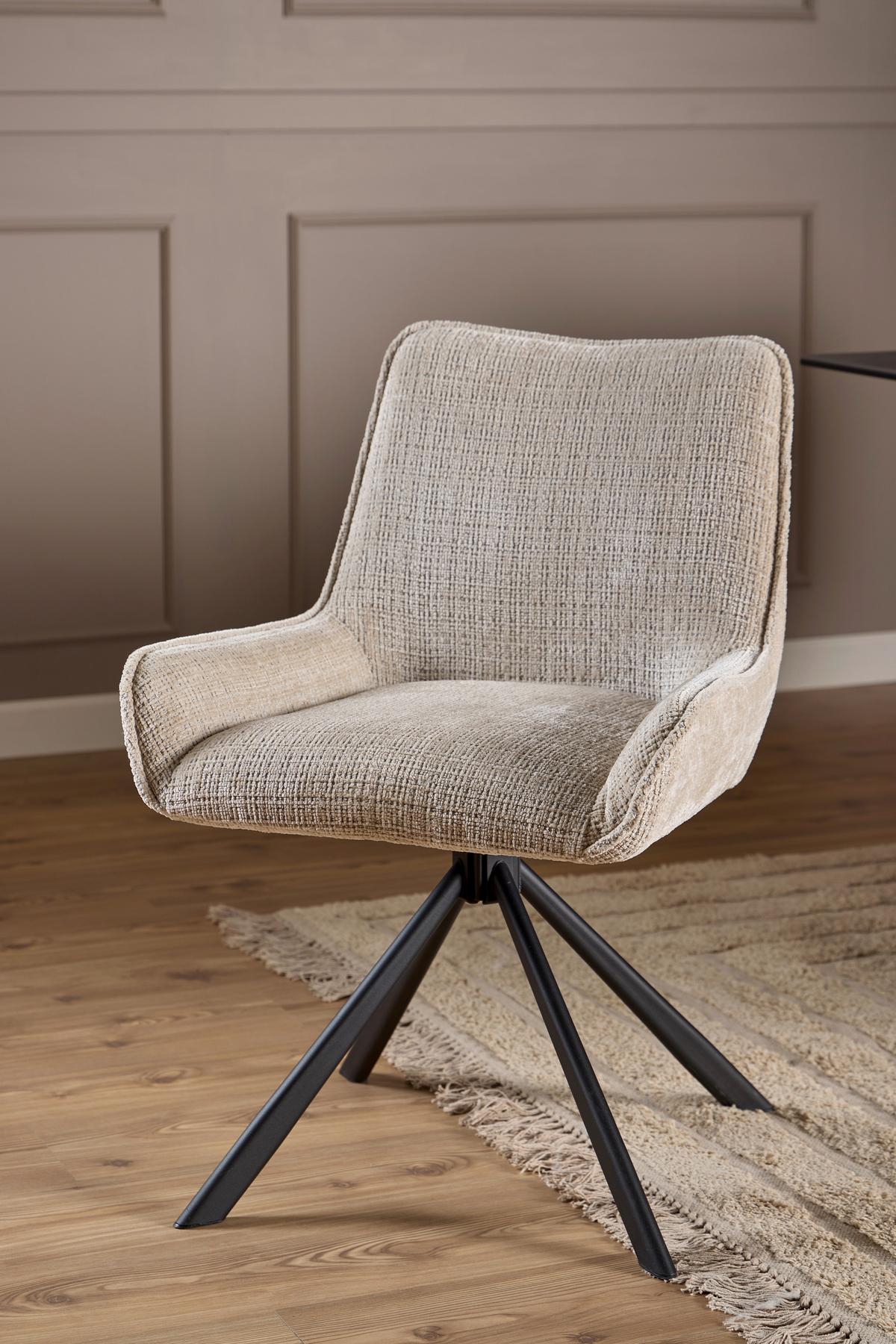 STOLIČKA EDDIE - čierna/béžová, Trend, kov/textil (59/81/56cm) - MID.YOU