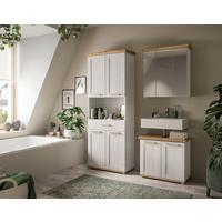 Badezimmer Verona Lärchefarben/Eiche D. B: 143cm - Silberfarben/Lärchefarben, Trend, Glas/Holzwerkstoff (143cm) - MID.YOU
