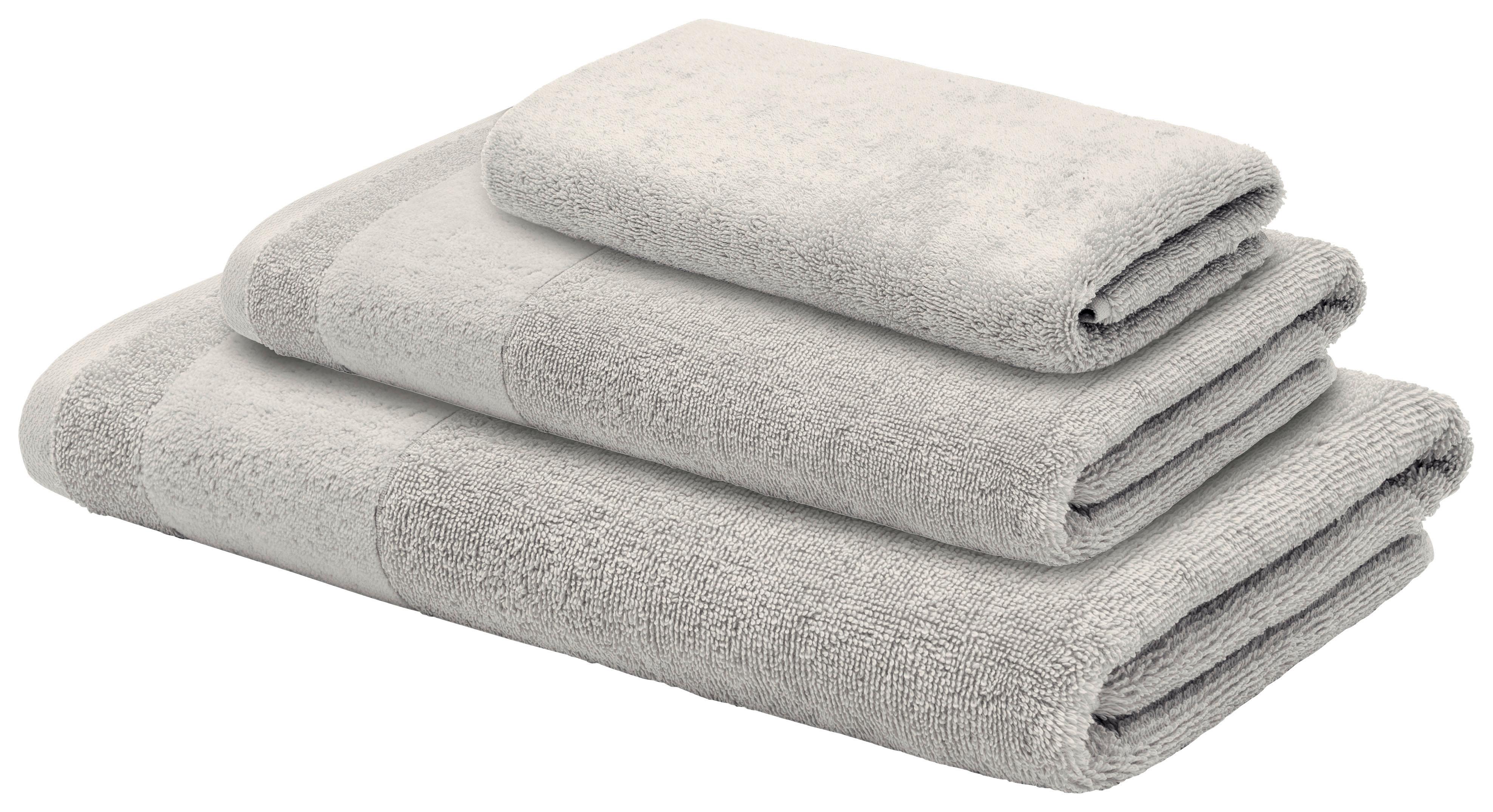 Handtuch Set Frottee 3-Teilig Baumwolle Silber 550 G/M2 - Silberfarben, KONVENTIONELL, Textil - LOOKS by W.Joop