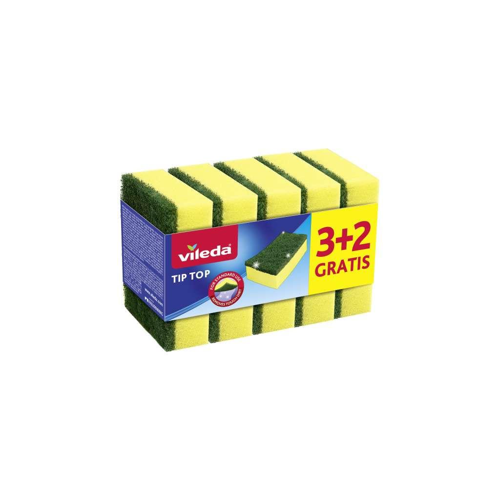 Mosogatószivacs Szett Vileda Tip Top 5db - sárga, Basics, műanyag (15/9.5/7cm)