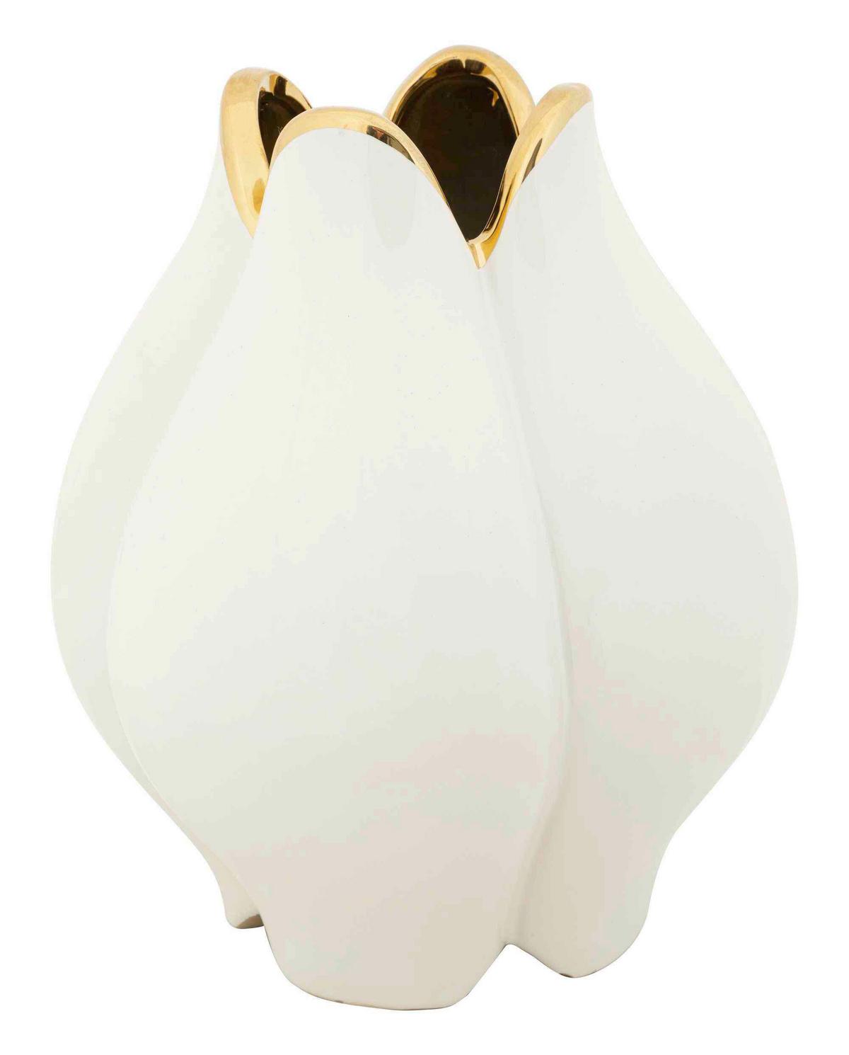 Vase Potter Weiß, Goldfarben B:23cm - Goldfarben/Weiß, Basics, Keramik (23/27.5/23cm)