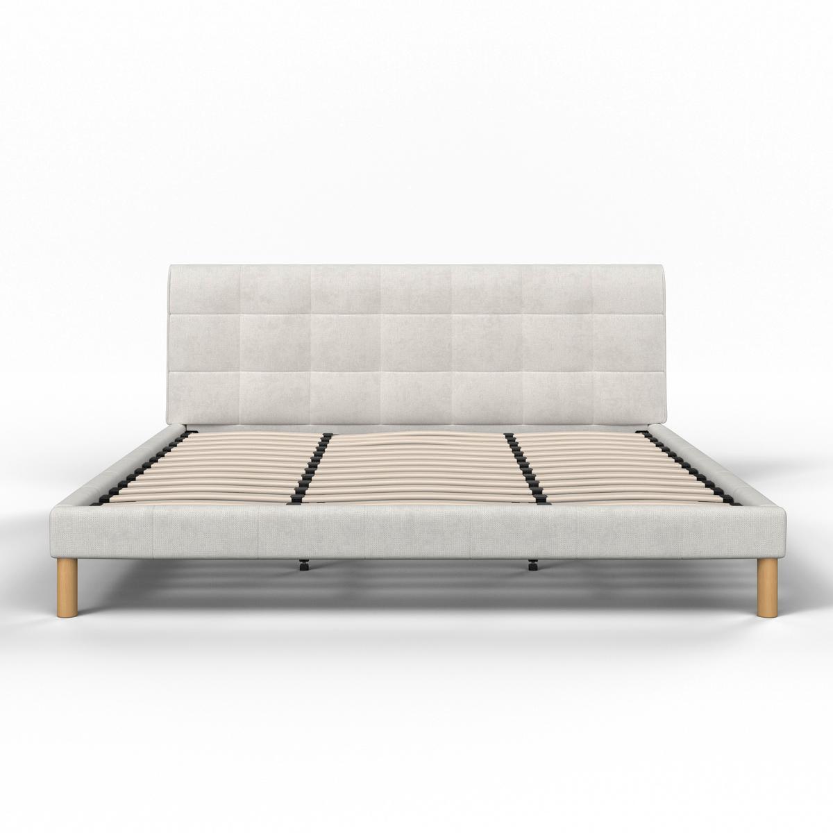 Čalouněná postel MARA 180x200 cm, béžová - přírodní barvy/béžová, Moderní, kov/dřevo (180/200cm) - Bessagi Home