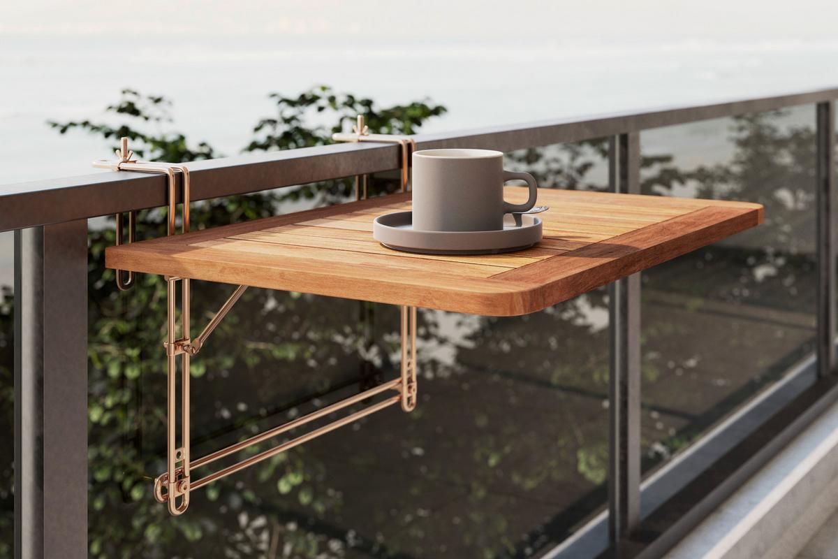 Balkónový stůl Helena - barvy akácie, Moderní, dřevo (60/34/40cm) - Bessagi Garden