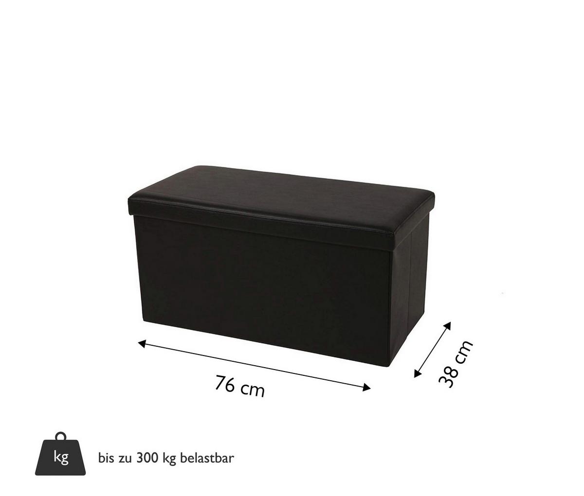 Sitztruhe Seatbox Schwarz L: 76 cm Lederlook mit Stauraum - Schwarz, Basics, Kunststoff (76/38/38cm) - Echtwerk