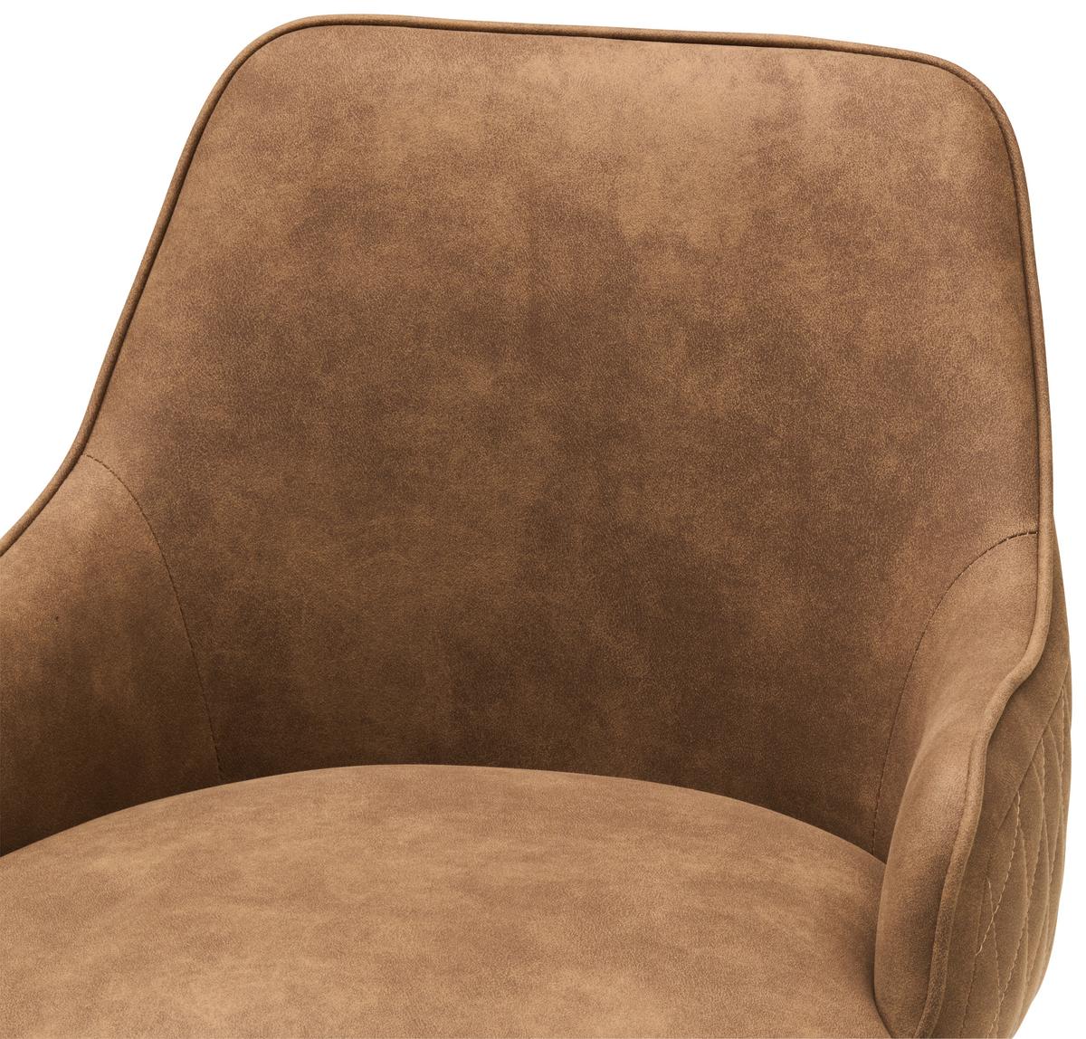 Barhocker Höhenverstellbar Mit Lehne Weda Webstoff Braun - Schwarz/Braun, KONVENTIONELL, Textil/Metall (50/90-111/51cm) - MID.YOU