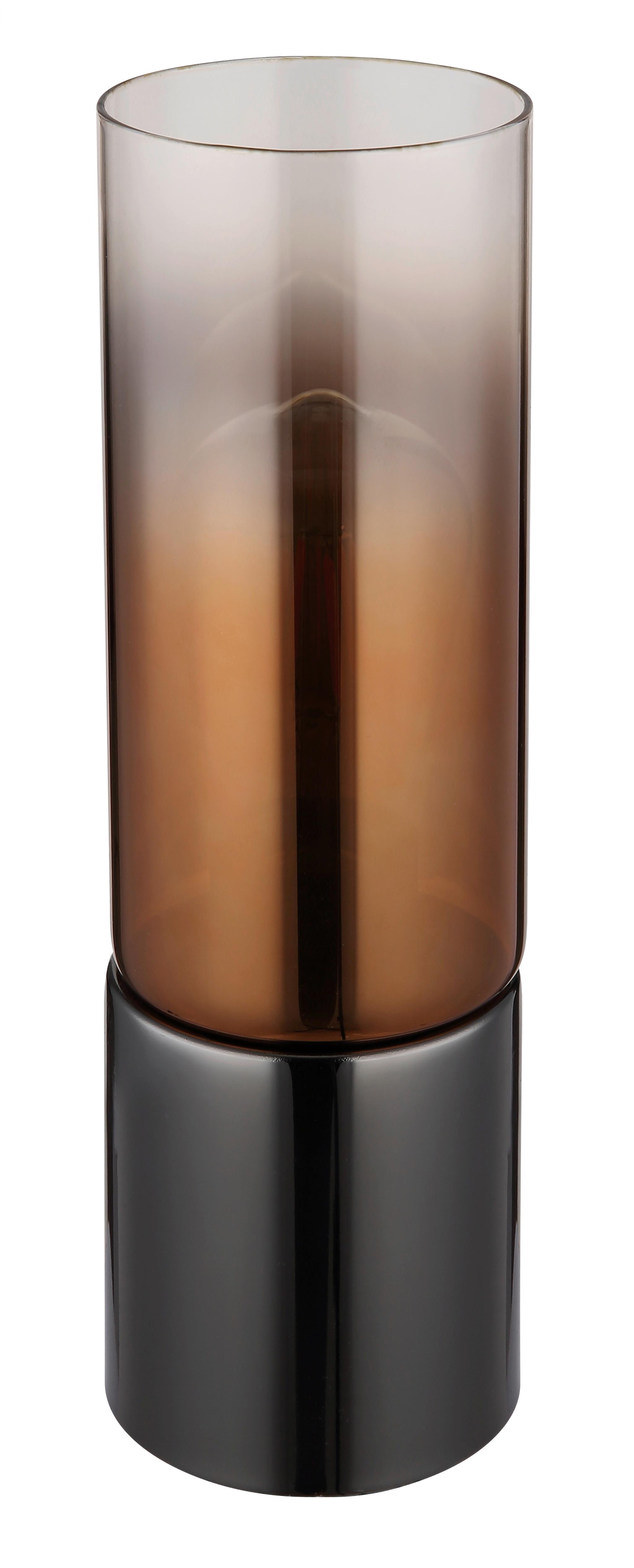 Tischleuchte 21000tg - Klar/Schwarzchrom, KONVENTIONELL, Glas/Textil (9/30cm) - Globo