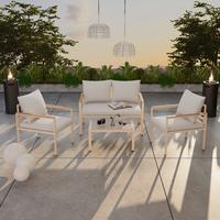 Loungegarnitur München - Beige/Hellgrau, MODERN, Glas/Textil - Beldano