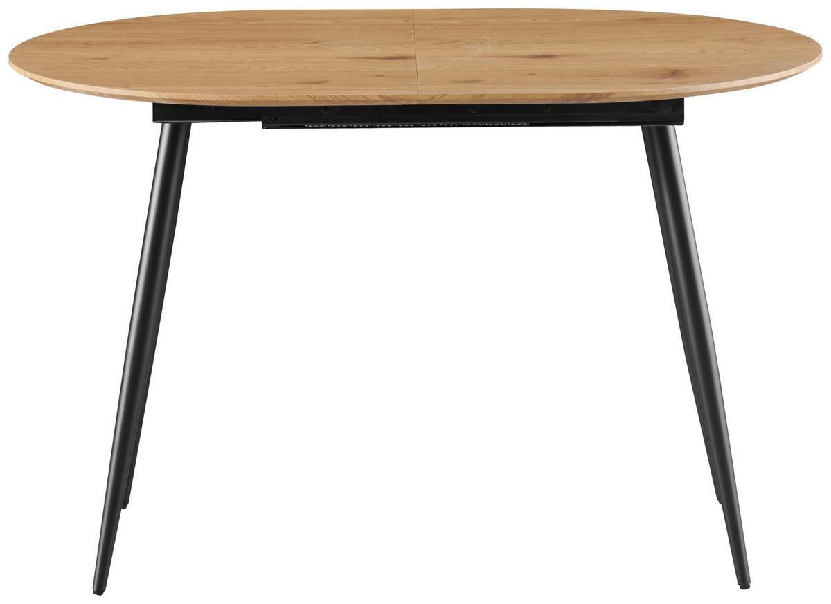 Ausziehtisch Lias 120 Az Mdf Eiche Dekor, B: 120-160 Cm - Eichefarben/Schwarz, KONVENTIONELL, Holzwerkstoff/Metall (120-160/75/80cm) - MID.YOU