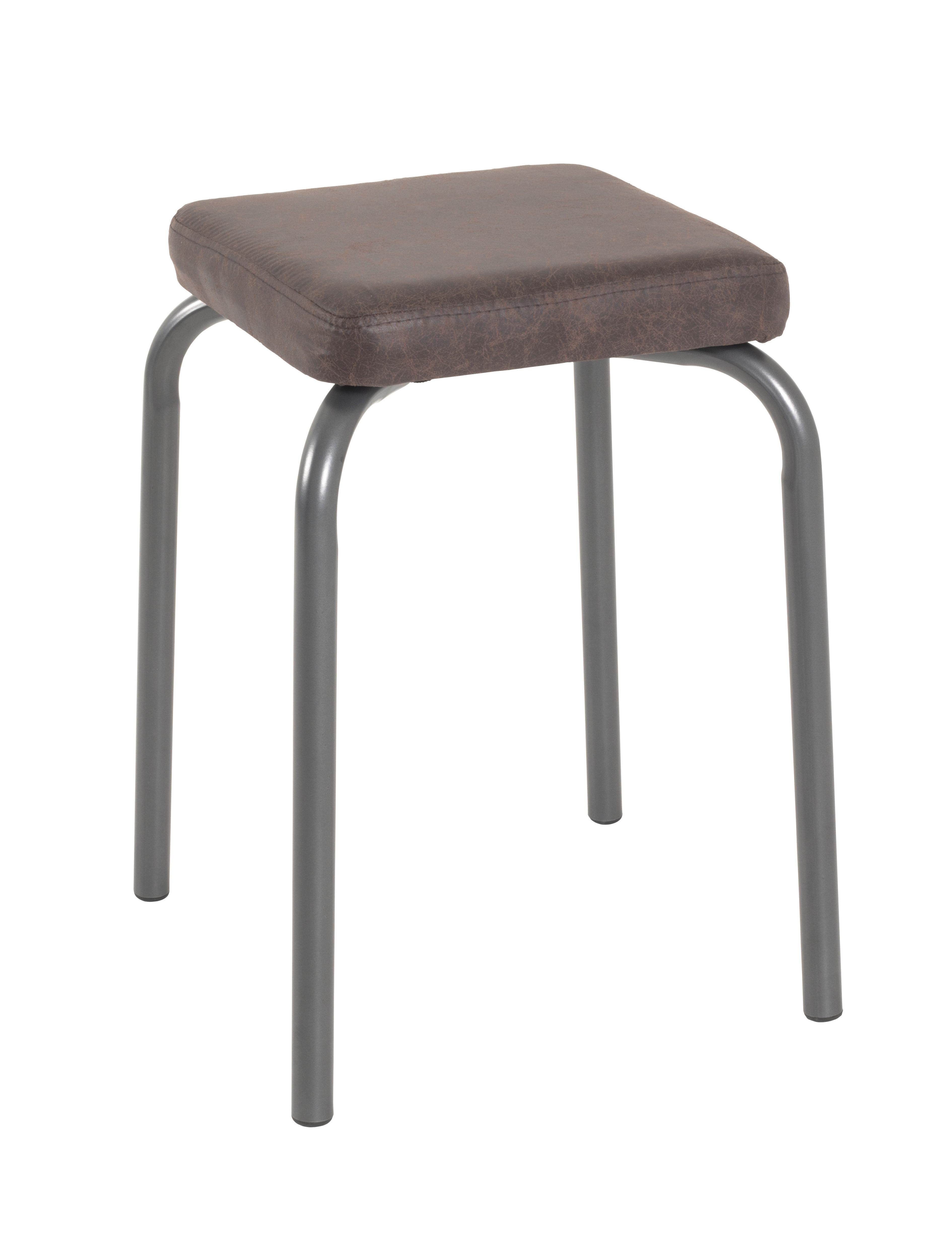 STOHOVATELNÁ STOLIČKA PIKK - barvy grafitu/hnědá, Konvenční, kov/kompozitní dřevo (36/49/36cm) - Mömax