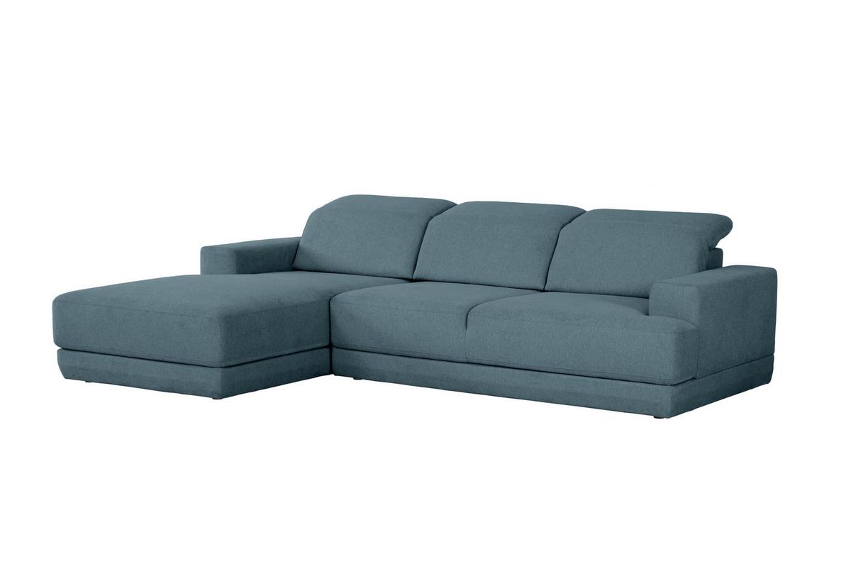Ecksofa Frans Blau S: 204 cm - Blau/Schwarz, Design, Textil (204/293cm) - MID.YOU