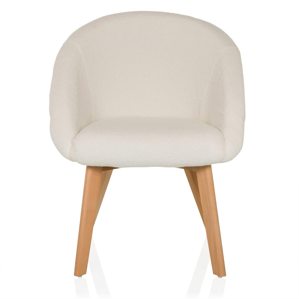 Armlehnstuhl Scandi Ted Weiß B: 68 Cm - Buchefarben/Weiß, MODERN, Holz/Textil (68/85/62cm) - MID.YOU