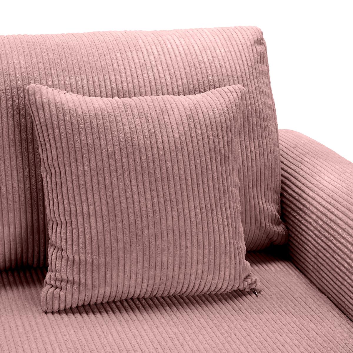Rohová sedačka LILLE, oboustr., starorůžový manšestr - starorůžová/světle hnědá, Moderní, dřevo/textil (232/110/156cm) - Mömax