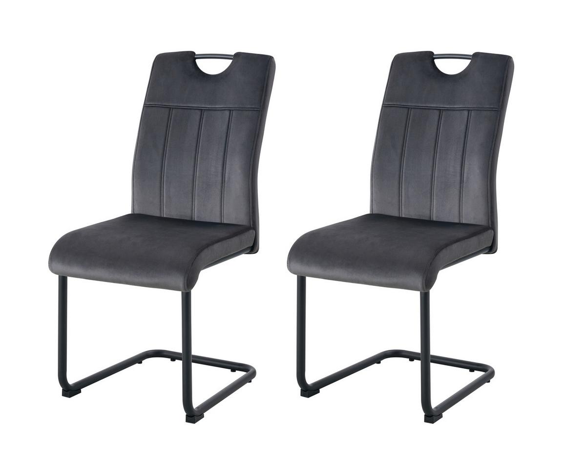 Schwingstuhl-Set Lisa Anthrazit B: 43 cm - Anthrazit/Schwarz, MODERN, Textil/Metall (43/98/61cm) - MID.YOU