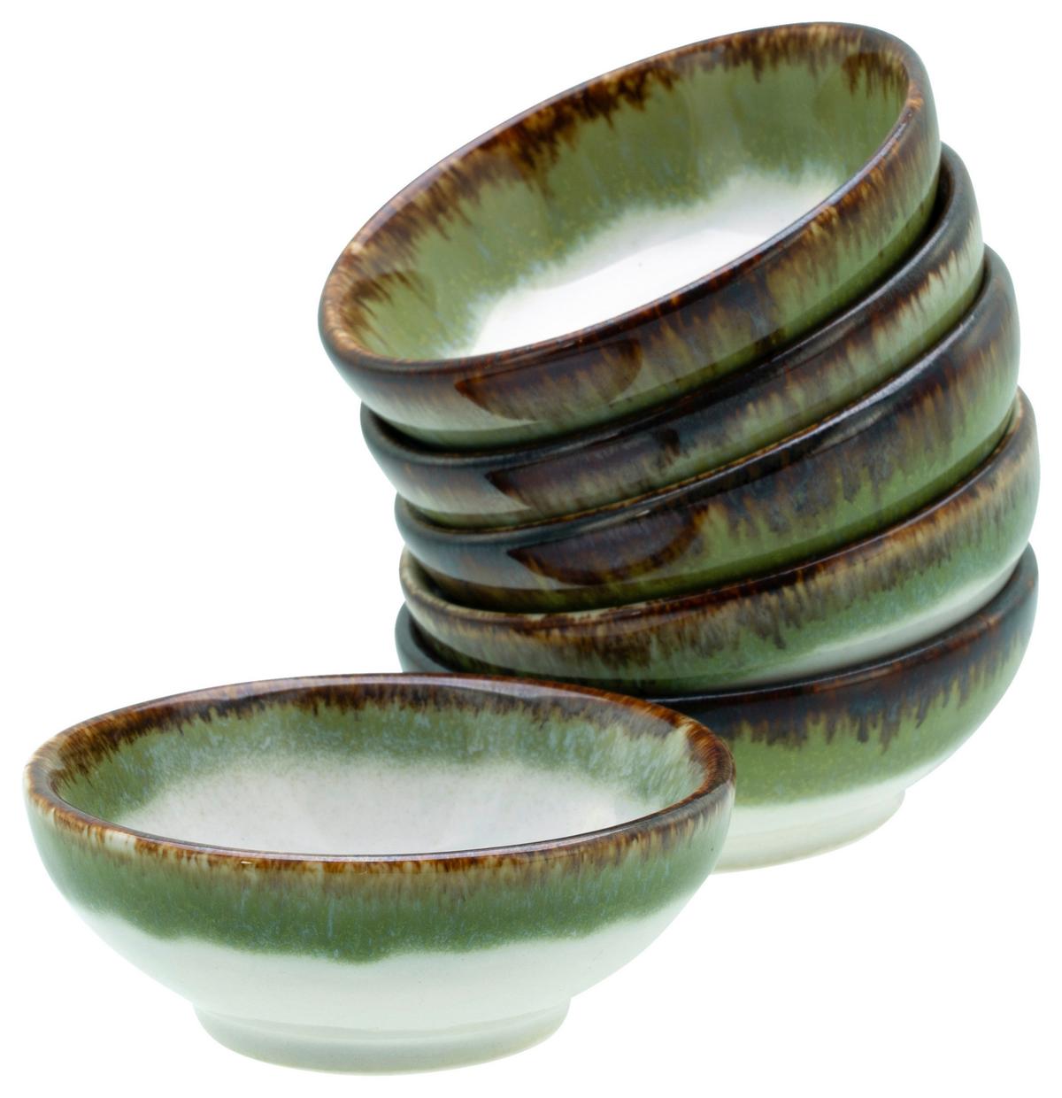 Dipschalenset 6 -teilig. Cascade Steinzeug: Weiß/grün - Weiß/Grün, Design, Keramik - Creatable