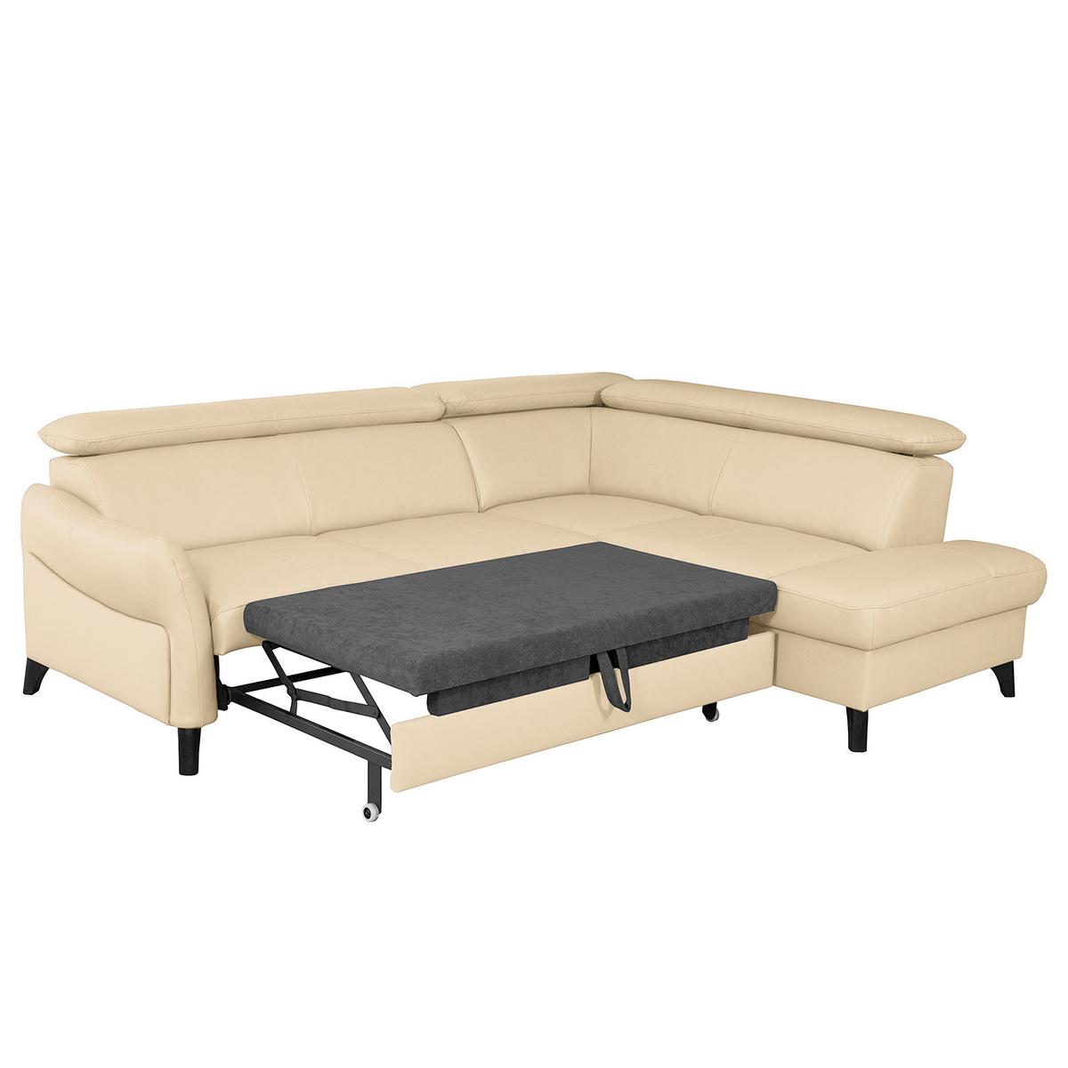 Ecksofa Note New Teilleder Beige 244x199 - Beige/Schwarz, Design, Leder/Textil (244/199cm) - Livetastic