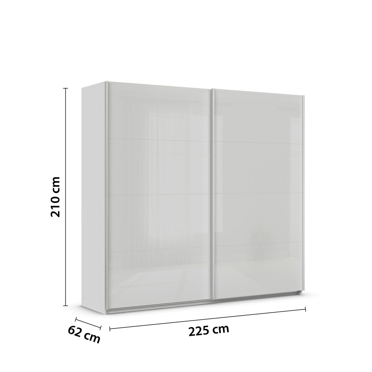 Tolóajtós Szekrény Feldkirch 225/210 Cm - világosszürke/magasfényű szürke, Modern, faalapú anyag/Üveg (225/210/62cm)