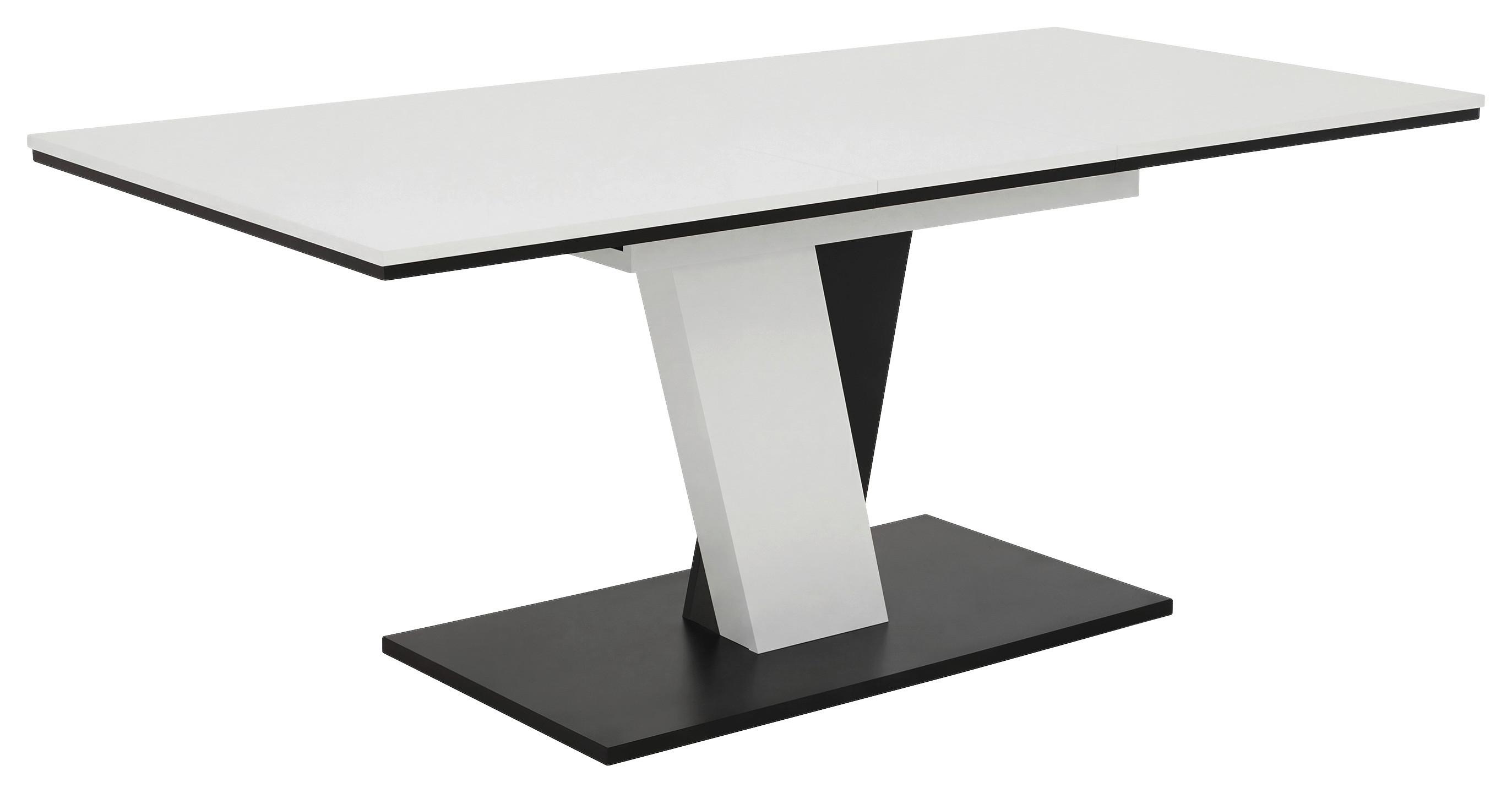 Esstisch Lucy T weiß, B: 140-180cm - Schwarz/Weiß, KONVENTIONELL, Holzwerkstoff (140-180/90/76cm) - Boxxx