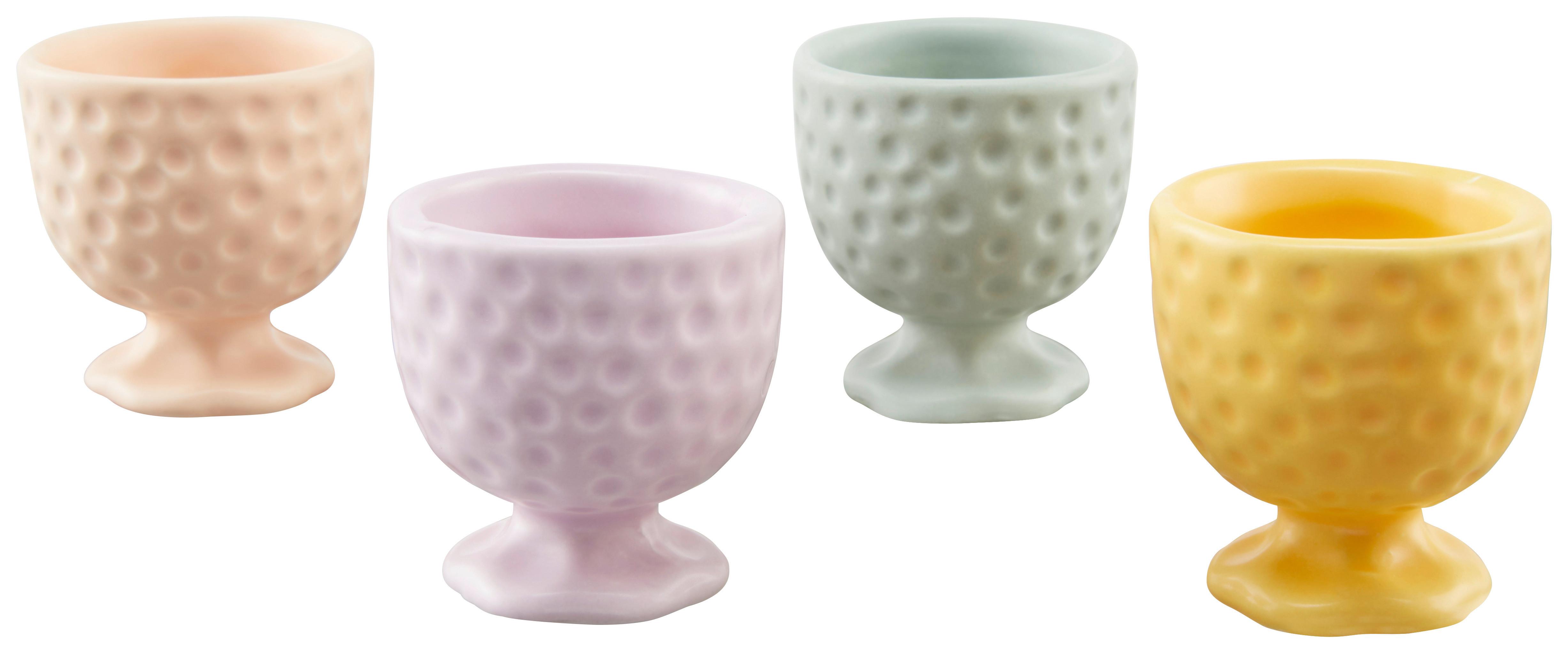 Eierbecher Eierbecher mit Punkten - Pink/Gelb, KONVENTIONELL, Stein (5/5/5,5cm)