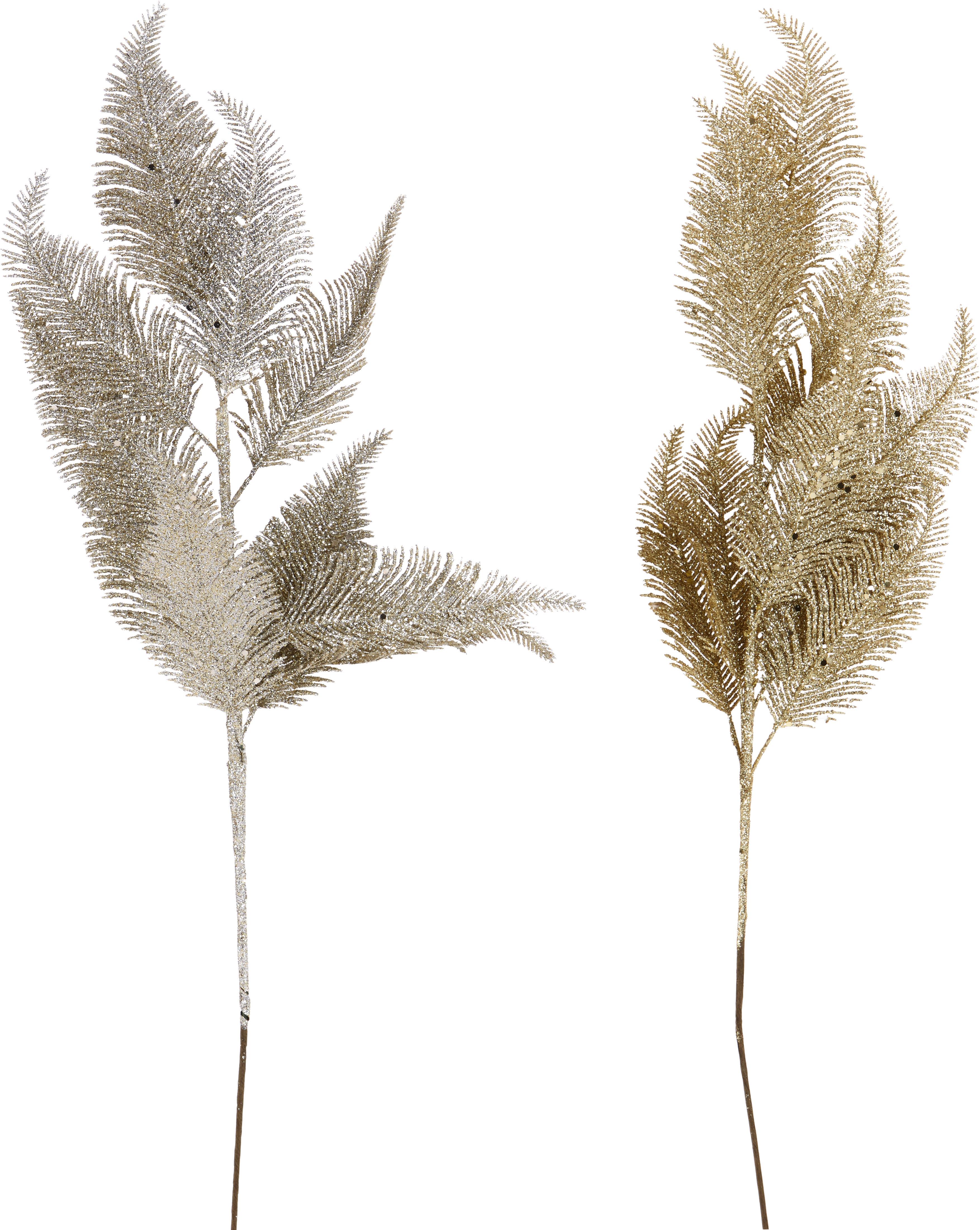Dekozweig Farn Silber/Gold L: 65 cm - Silberfarben/Goldfarben, Basics, Kunststoff (15/65cm)