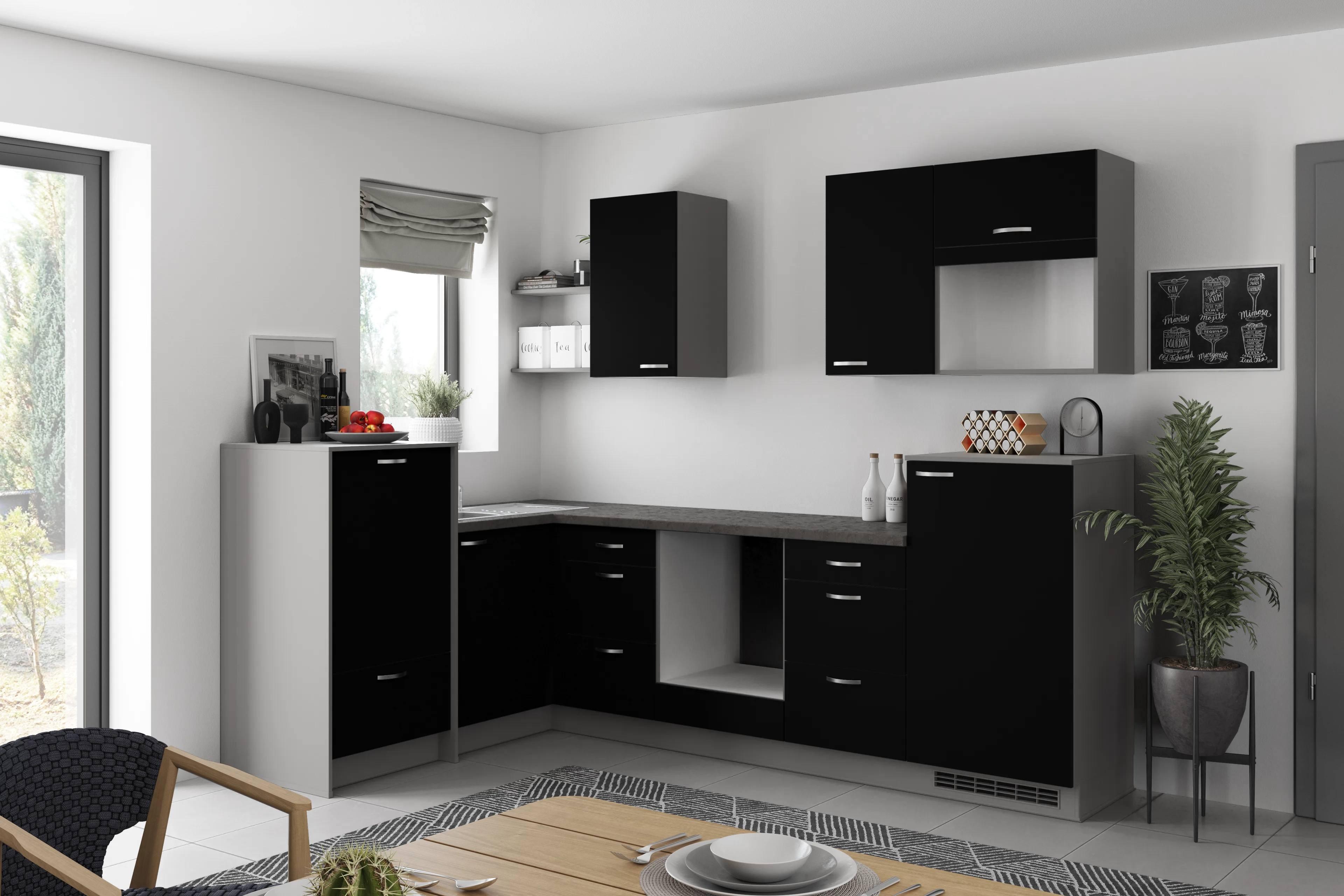 Eckküche Clean - Anthrazit/Schwarz, MODERN, Holzwerkstoff (178/280cm) - Express